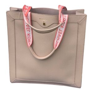 Michael Kors Rose Gold Tote HandBag Pink White Top Handle Women Leather Rare